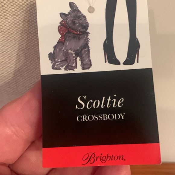 NWT Brighton decorated light tan canvas/black genuine leather strap crossbody - Picture 2 of 9